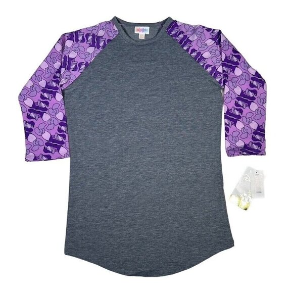 LuLaRoe Women's Randy XXS Shirt Raglan Donald Duck Grey Purple Disney Unicorn - Picture 1 of 7